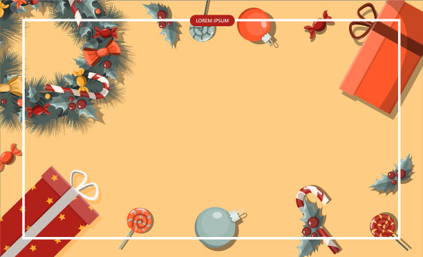 扁平的旗帜圣诞快乐卡通图片下载