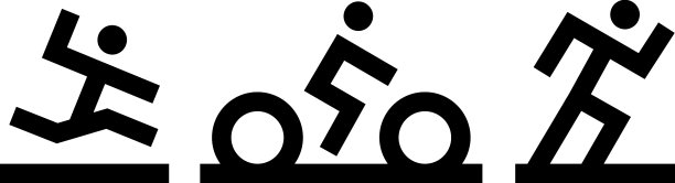 铁人三项线图标集游泳、跑步和图片下载