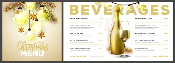 餐厅圣诞假日酒菜单设计图片下载