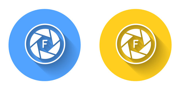 白色相机快门图标与长隔离图片下载