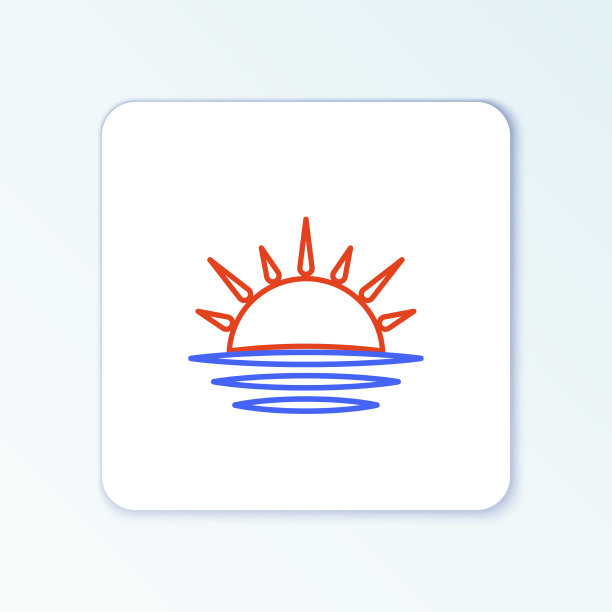 线日落图标孤立在白色背景图片下载