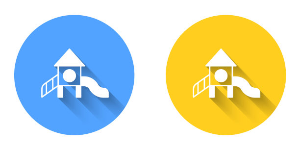 白色滑梯操场图标与长孤立图片下载