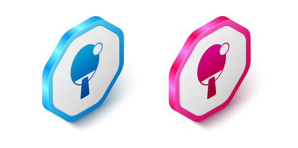 乒乓球等距球拍图标图片下载