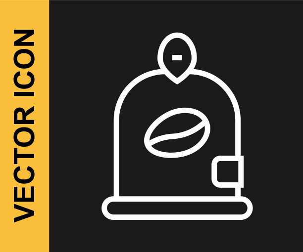 白线袋装咖啡豆图标孤立上图片下载