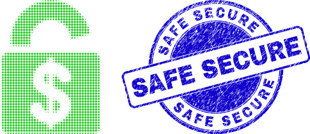 银行锁在半色调网点风格与蓝色图片下载