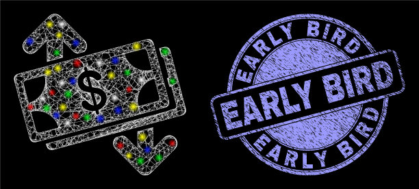 橡胶早鸟印章和闪光网图片下载