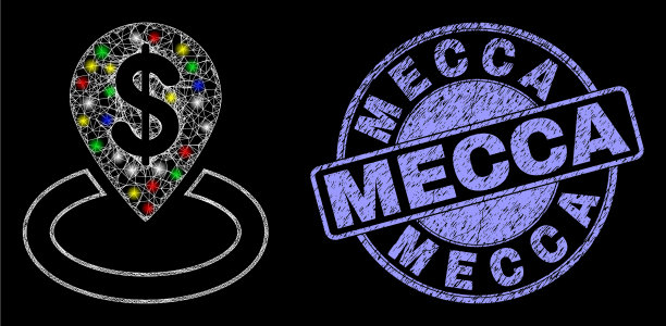 纹理麦加邮票和光网络银行图片下载