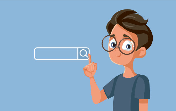 少年男孩指着搜索栏卡通图片下载