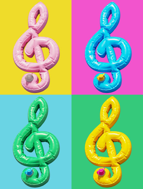 一套游泳圈和床垫。高音谱号图片下载