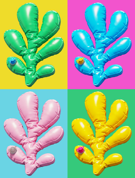 一套游泳圈和床垫。珊瑚形状图片下载