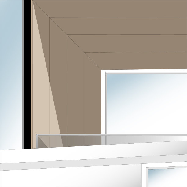 带窗和板条的阳台景观图片下载