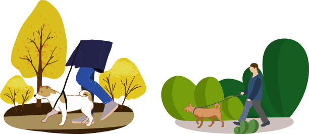 一组遛狗的场景图片下载