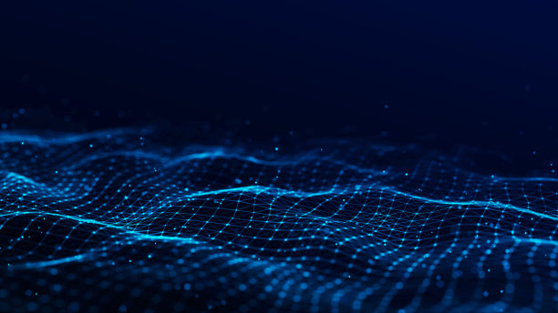 粒子的抽象技术波。大数据可视化。背景与运动点和线。人工智能。图片下载