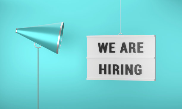 Lightbox上的招聘信息。扩音器和通告的概念。图片下载