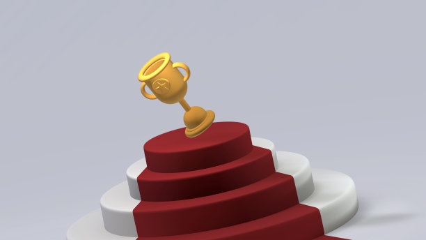 3d渲染红毯和奖杯的舞台图片下载