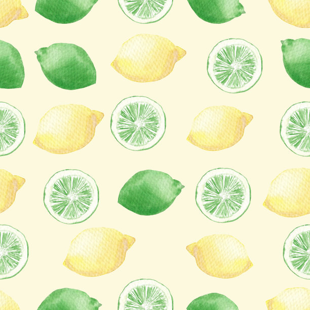 无缝图案水彩手绘柑橘黄图片下载