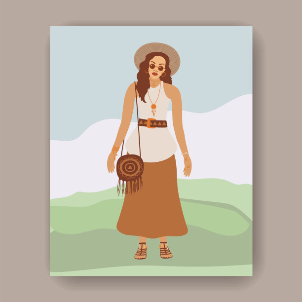 波西米亚风格的女性肖像图片下载