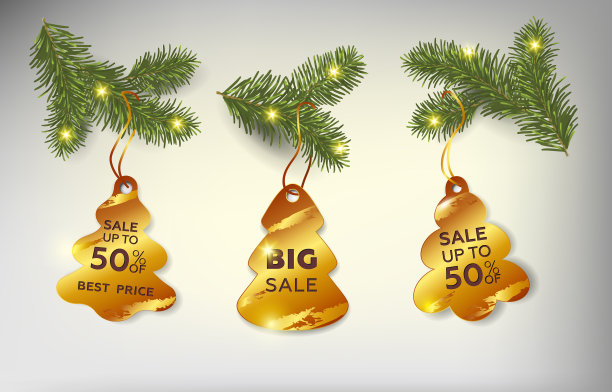 标签形状的圣诞树树枝图片下载