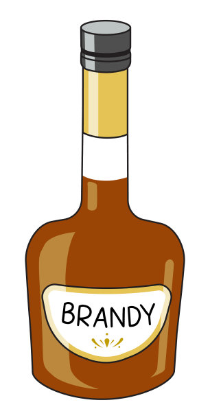经典白兰地干邑在瓶子涂鸦卡通图片下载