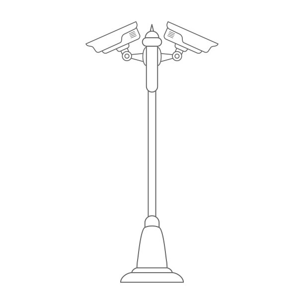 监控摄像头安装在极线上图片下载
