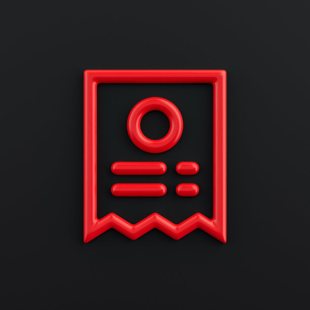 3d比尔图标，轮廓红色金融图标，商业标志，3d渲染图片下载