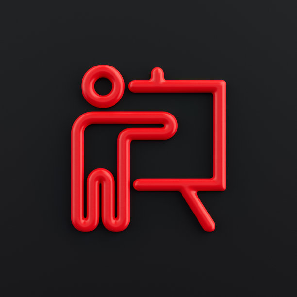 展示3d图标，轮廓红色金融图标，商业符号，3d渲染图片下载