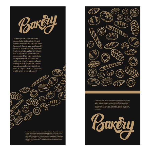 面包店宣传单模板。设计元素的包装，横幅，传单，卡片。矢量图图片下载