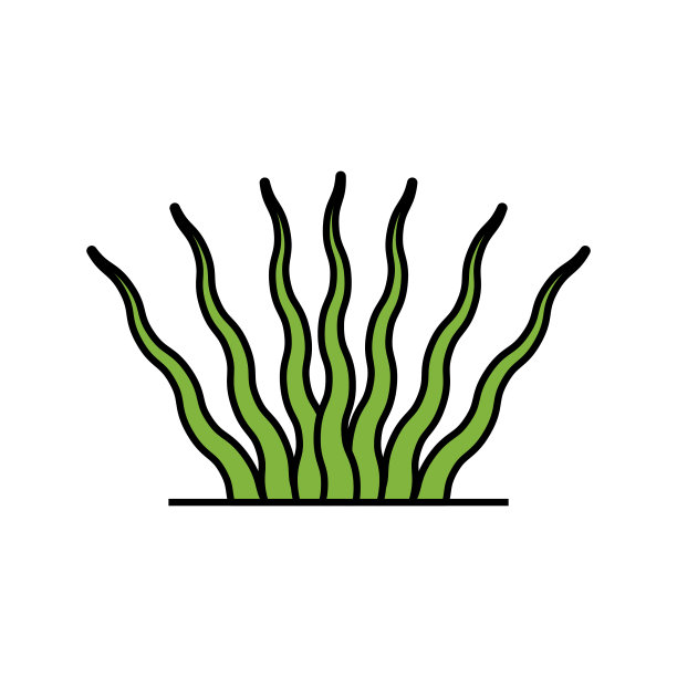 海藻图标设计模板矢量插图图片下载