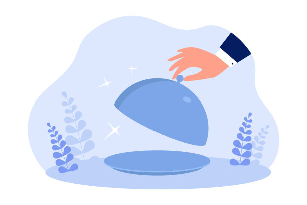 服务员从空托盘上拿盖子的手图片下载