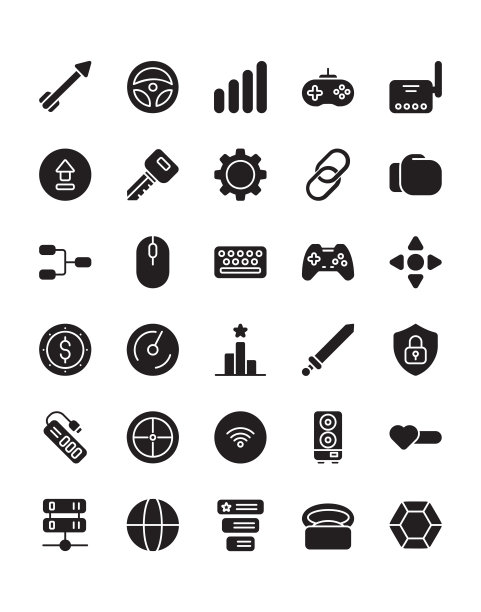 在线游戏图标设置30孤立在白色背景图片下载