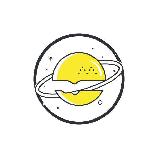 汉堡星球矢量logo设计。美食café和餐厅标志概念。图片下载