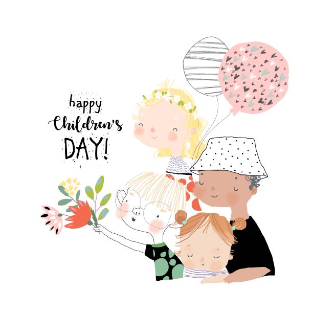 卡通快乐的孩子们在白底遇见夏天图片下载