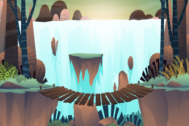 山崖瀑布自然景观图片下载