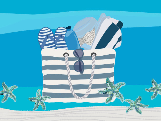 沙滩袋休闲配件。图片下载