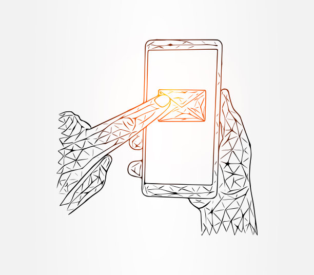 手指按下白色背景的手机图标上的信息图片下载