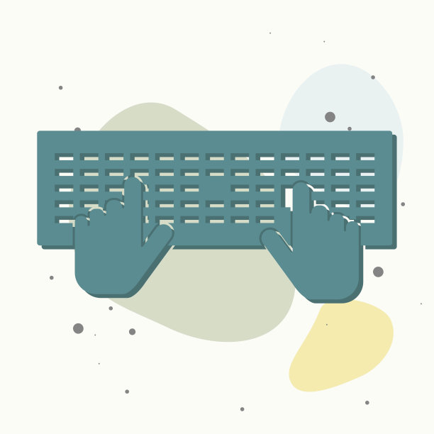 矢量键盘和手图标。商业的象征，工作的彩色背景。图片下载