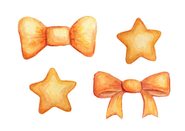 一套金蝴蝶结和星星图片下载