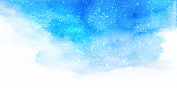 蓝色星空的水彩插图图片下载