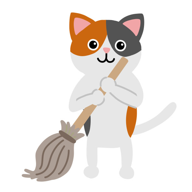 矢量插图的印花布猫清洁图片下载