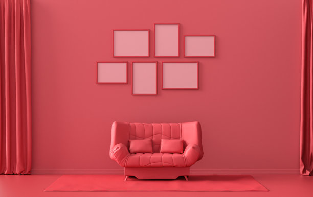 海报框架背景房间在平面暗红色6帧，海报框架模型图片下载