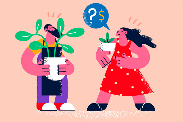 人们拿着花盆得到不同的钱图片下载