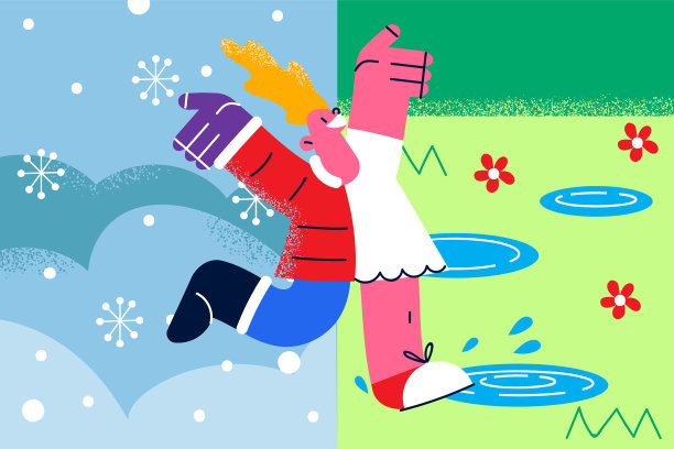 快乐的女孩穿着不同的衣服走在不同的路上图片下载