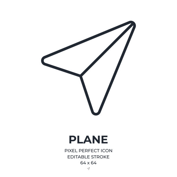 纸平面可编辑笔画轮廓图标孤立在白色背景平面矢量插图。像素完美。64 x 64。图片下载