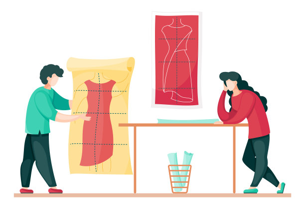 设计师女士在思考裁缝服装图案的变化，用虚线素描在纸上图片下载