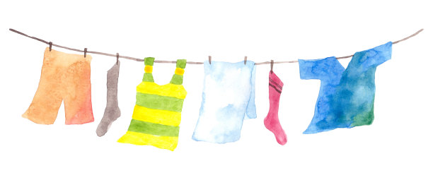 水彩画线烘干洗衣图片下载