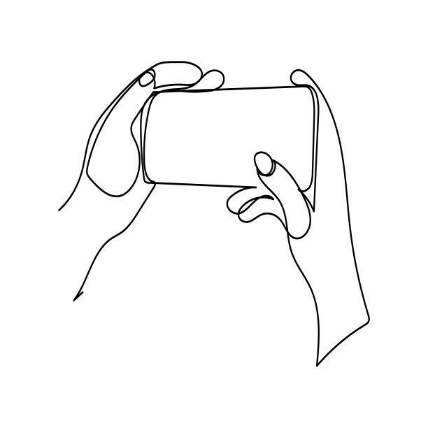 连续用一条线画握着手机或智能手机的手。移动电话，技术，小工具，通信，设备，电话，显示，电子，手，智能手机，手掌矢量插图在白色背景图片下载