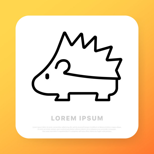 刺猬行图标。宠物，野生，多刺，针，刺。动物的概念。矢量线图标的业务和广告图片下载