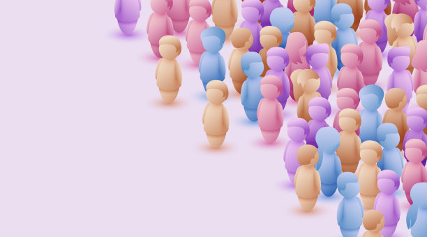 一大群白底人。人民群众的概念。图片下载