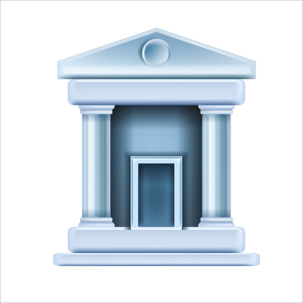 3D银行建筑矢量图标，政府财政房屋立面，城市博物馆希腊入口，柱。图片下载