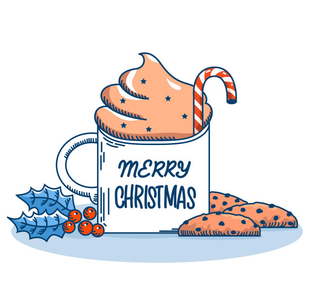 圣诞节的搅打咖啡，加奶加甜图片下载